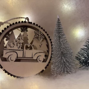 Boule de Noël «Camion et sapin »