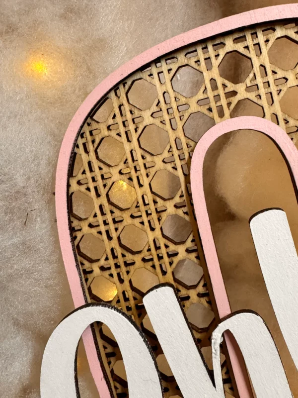 Lettre fond découpe imitation rotin avec prénom – Image 2