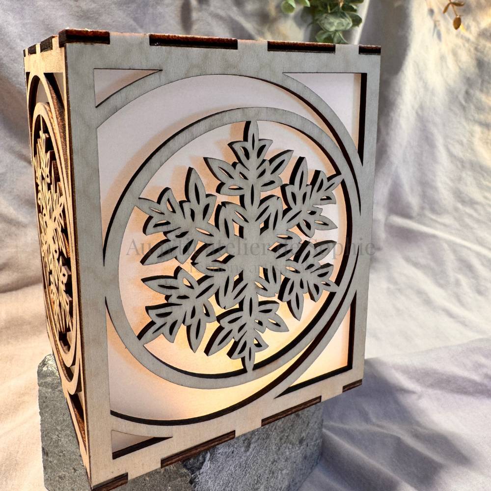 Lanterne bois «Flocon» – Image 2