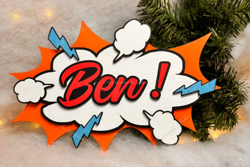 plaque prénom personnalisée bd découpe laser